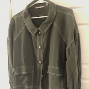 Soft surroundings medium green drop sleeve jacket,